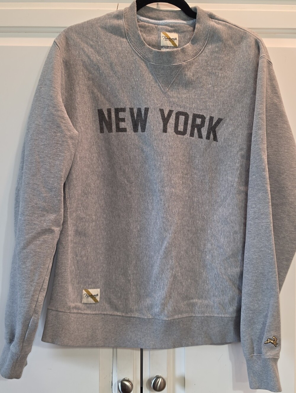 Tracksmith Gray 'New York' Crewneck Sweatshirt Size Large